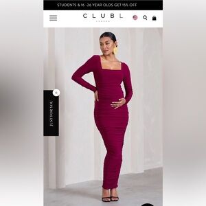 Club L London Maternity dress / wedding guest/ black tie/ size 8 / dark cherry